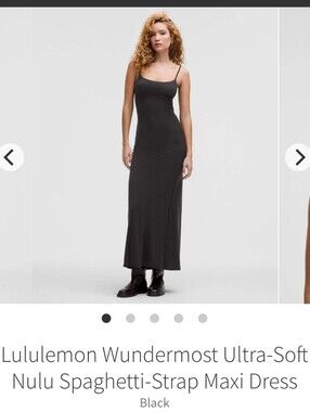Lululemon Black Slip Maxi Dress with Thin Spaghetti Straps